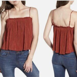 Madewell Rust Orange Nicole Pleated Ruffle Tank, Size XL
